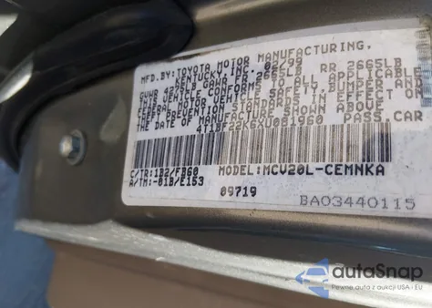 1999 Toyota Camry Le V6 from USA, damaged, VIN 4T1BF22K6XU081960